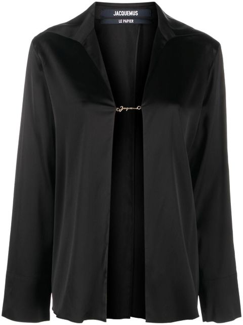 Jacquemus La Chemise Notte satin shirt - Black - zdjęcie produktu nr 1