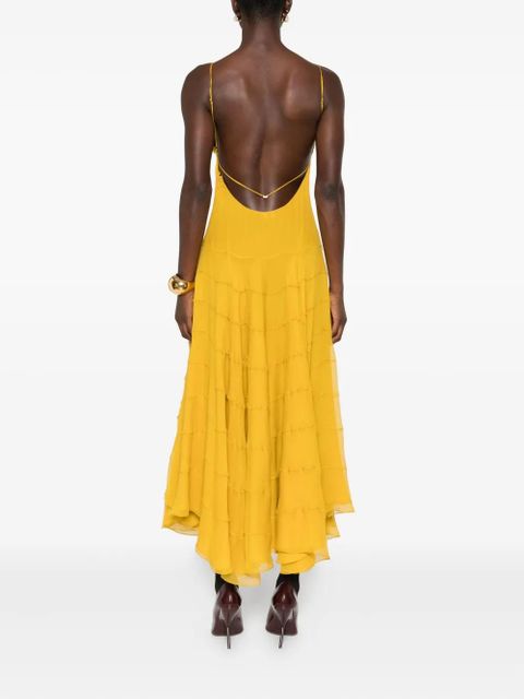 Saint Laurent tiered ruffled dress - Yellow