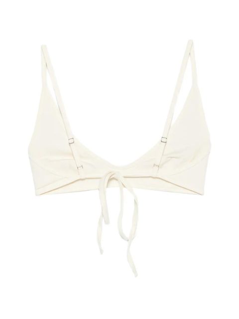 TOTEME Scoop-neck tie-fastening bikini top - Neutrals