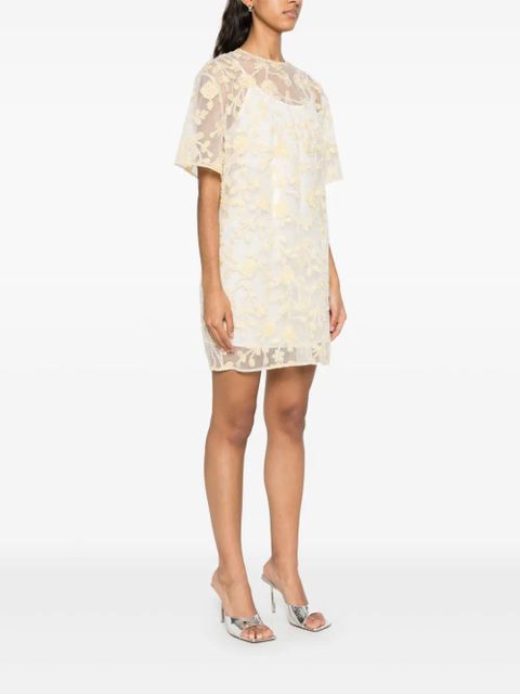 ROTATE BIRGER CHRISTENSEN floral-embroidered beaded mini dress - Yellow