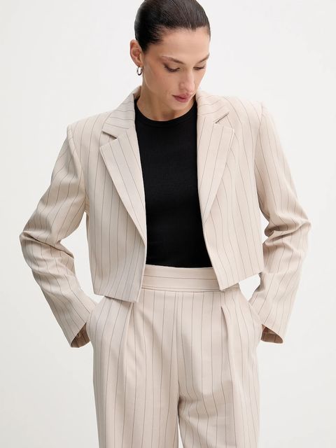 Answear.LAB marynarka kolor beżowy niezapinana wzorzysta - zdjęcie produktu nr 1