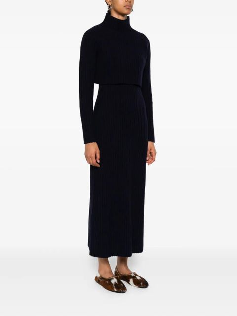 Maje ribbed high-neck dress - Blue