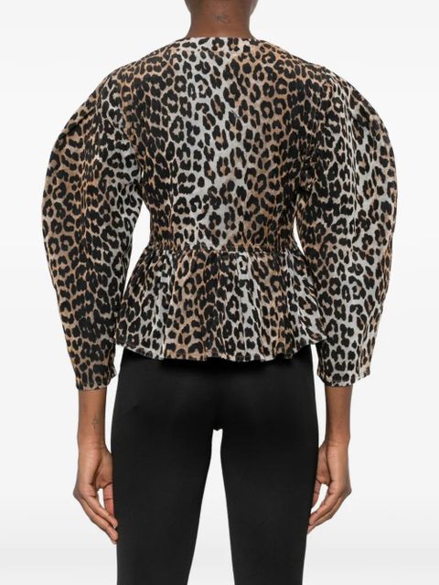 GANNI animal-print fitted jacket - Brown