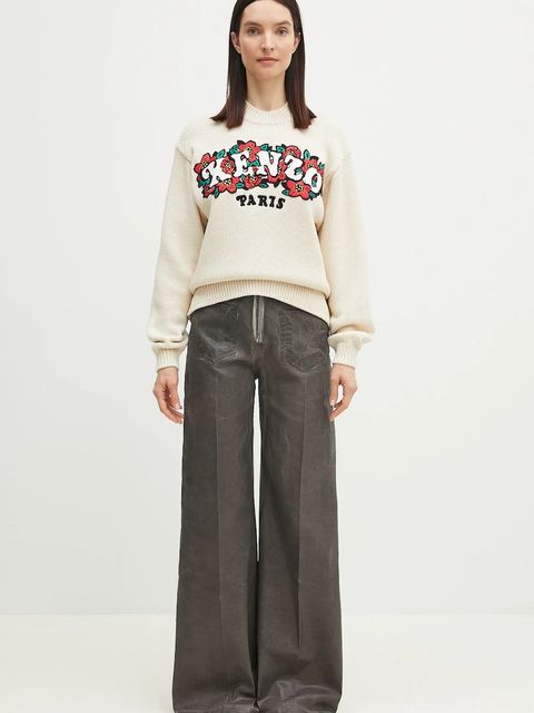 Kenzo sweter wełniany x Verdy damski kolor beżowy ciepły FF52PU4913CX.02