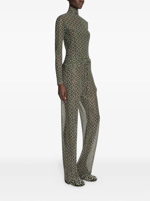 DRIES VAN NOTEN geometric-pattern turtleneck tee - Green