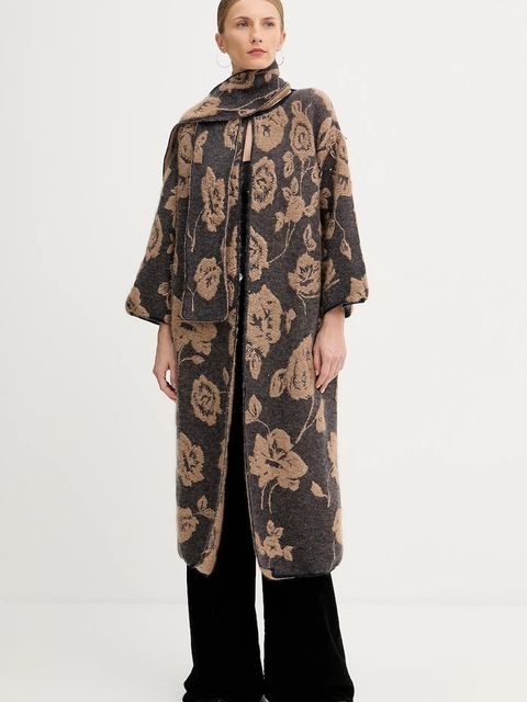 Liviana Conti kardigan z dodatkiem wełny damski kolor brązowy lekki L5WG69