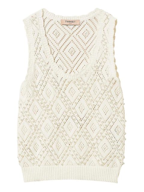 TWINSET diamond-pattern knitted top - White - zdjęcie produktu nr 1
