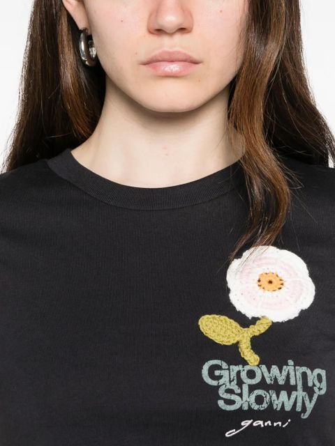 GANNI crochet-patch baby T-shirt - Black