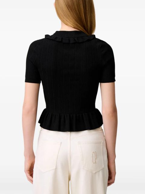 Claudie Pierlot ruffled heart button top - Black