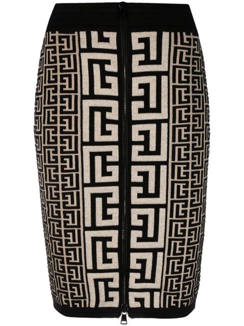 Balmain intarsia-knit midi skirt - Neutrals - zdjęcie produktu nr 1