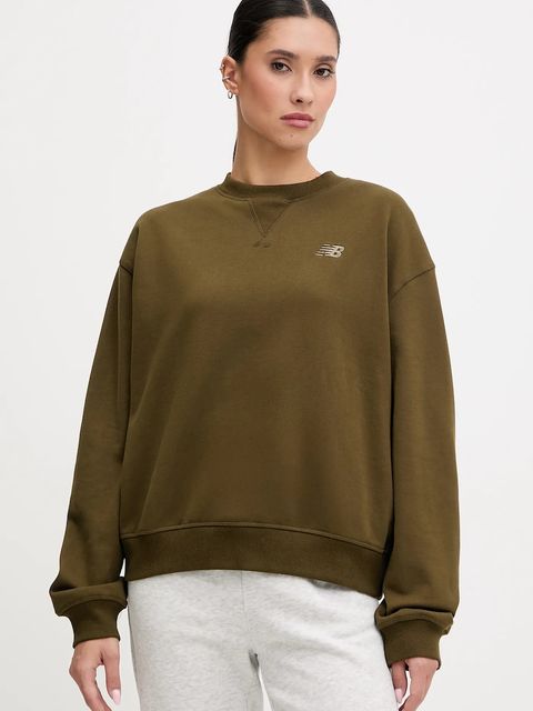 New Balance bluza bawełniana damska kolor zielony gładka WT41500WDL - zdjęcie produktu nr 1