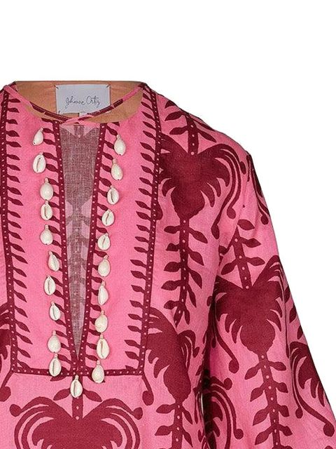 Johanna Ortiz shell-embellished printed tunic dress - Pink - zdjęcie produktu nr 2