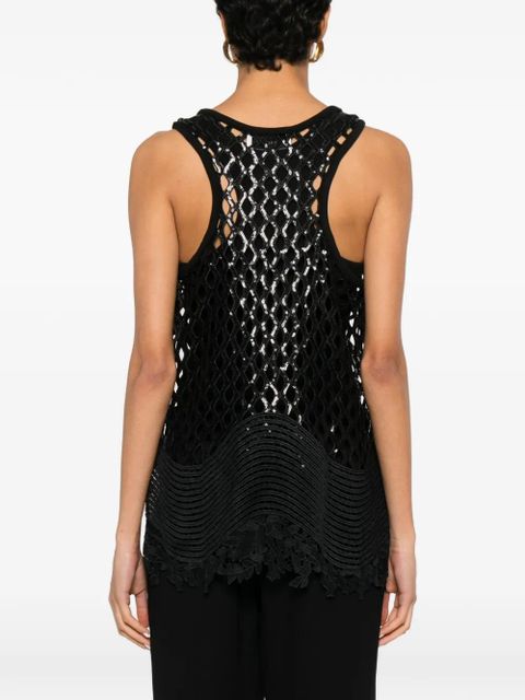 Sportmax sequin-embellished open-knit top - Black