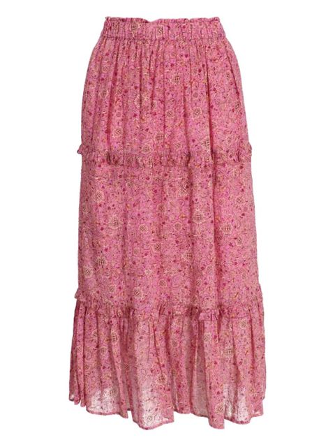 ISABEL MARANT ruffled print long skirt - Pink