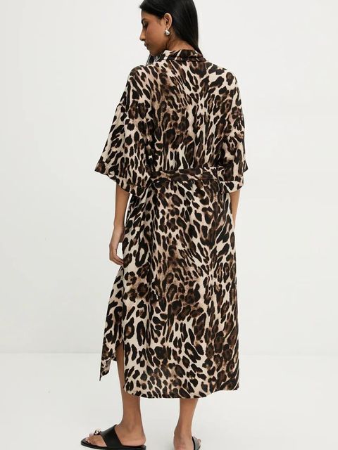 Answear.LAB sukienka kolor brązowy midi oversize