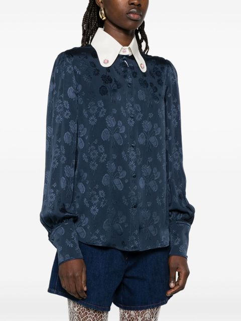 Valentino Garavani floral-jacquard shirt - Blue