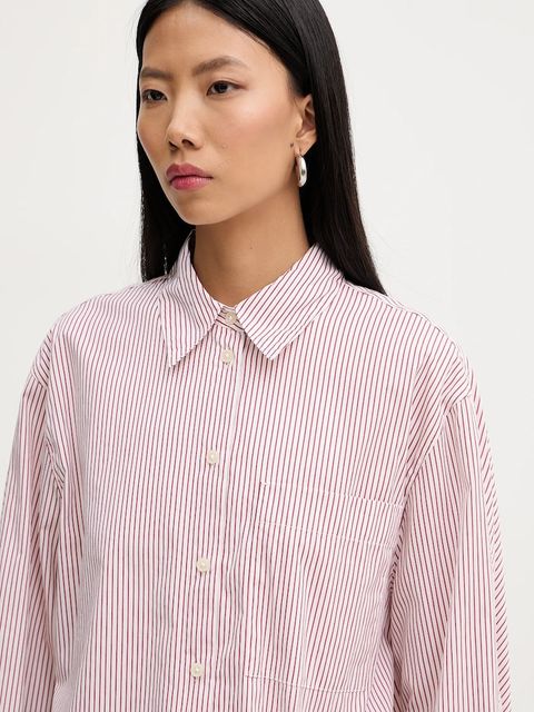 Marc O'Polo koszula bawełniana damska kolor biały relaxed z kołnierzykiem klasycznym 600081342009