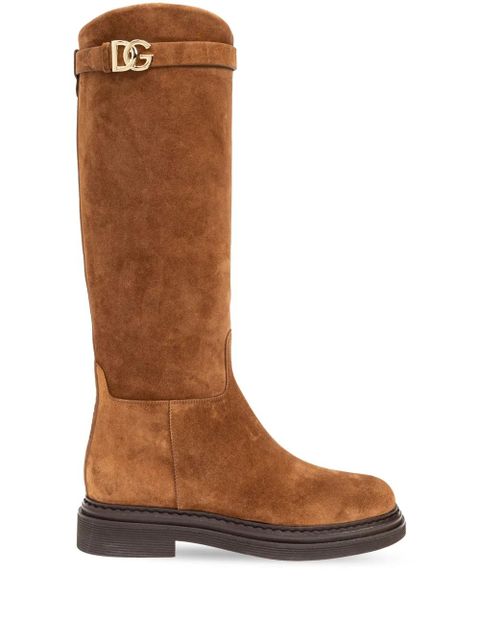 Dolce & Gabbana DG-logo suede boots - Brown - zdjęcie produktu nr 1