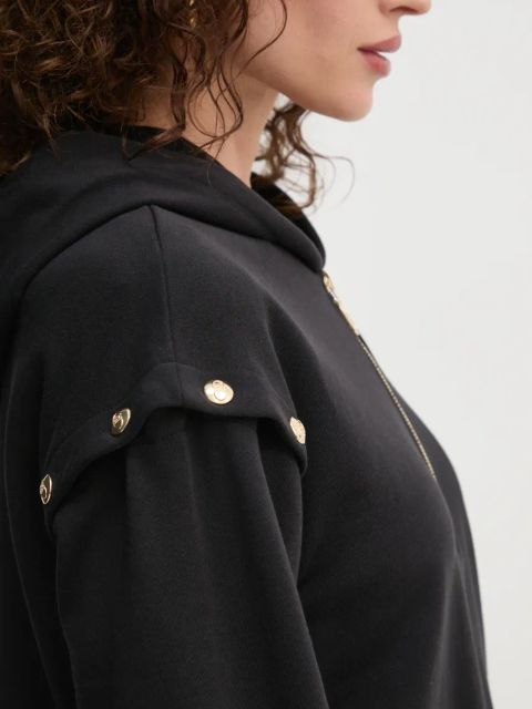 Liu Jo bluza damska kolor czarny z kapturem gładka TA5049 FS000