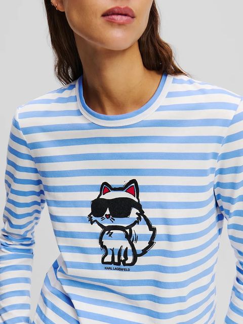 Karl Lagerfeld longsleeve bawełniany IKON kolor niebieski A1W17137