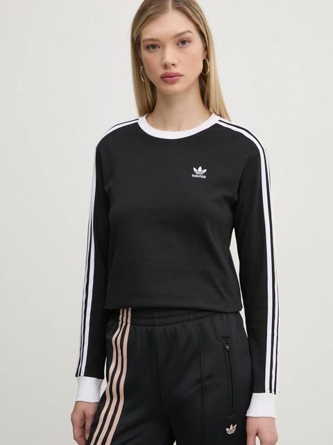 adidas Originals longsleeve bawełniany 3-Stripes kolor czarny JC5774 - zdjęcie produktu nr 2