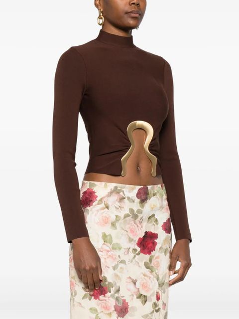 Cult Gaia high-neck embellished top - Brown