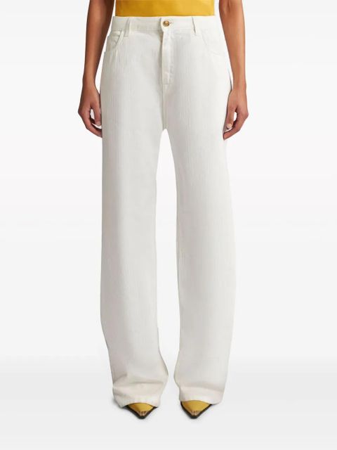 ETRO Pegaso-embroidered wide-leg jeans - White