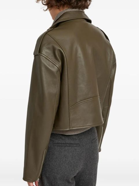 Yves Salomon leather biker jacket - Green