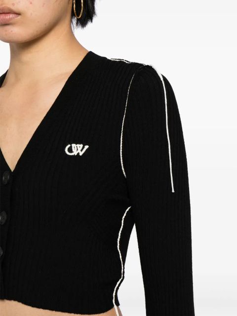 Off-White Ow logo V-neck cardigan - Black
