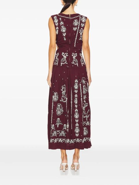 Agua By Agua Bendita embroidered-flowers cut-out midi dress