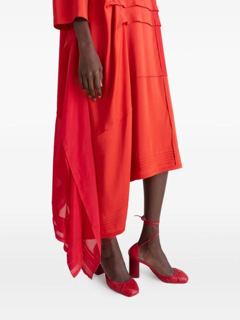 LEMAIRE asymmetric-hem midi dress - Red