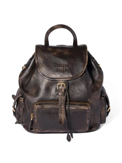 Miu Miu large leather backpack - Brown - zdjęcie produktu nr 1