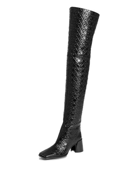 Marine Serre 65mm monogram-embossed leather boots - Black - zdjęcie produktu nr 2