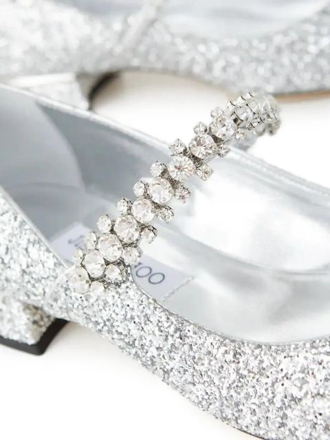 Jimmy Choo 25mm Bing crystal-embellished pointed pumps - Silver