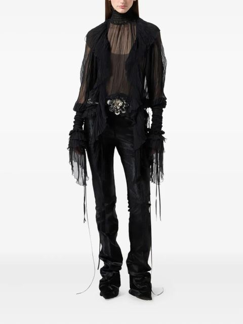 Blumarine high-neck lace blouse - Black