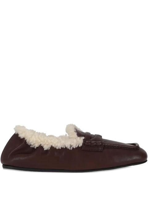 Miu Miu shearling-detail nappa loafers - Brown - zdjęcie produktu nr 1