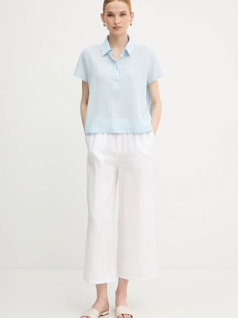 United Colors of Benetton bluzka damska kolor niebieski gładka 5ONVDQ0BQ - zdjęcie produktu nr 2