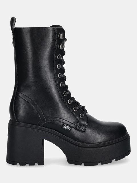 Buffalo botki Mila Lace Up Mid damskie kolor czarny na słupku 1622615-BLK - zdjęcie produktu nr 2