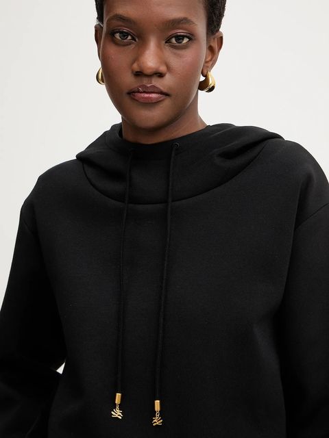 Karl Lagerfeld bluza damska kolor czarny z kapturem gładka B1W20013