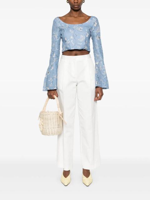 Agua By Agua Bendita linen crop top - Blue - zdjęcie produktu nr 2