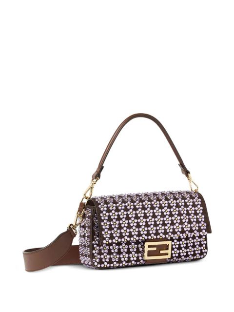 FENDI medium Baguette crystals-embellished shoulder bag - Brown