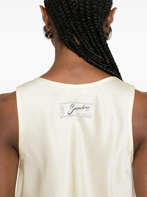 SANDRO sleeveless lace-detail top - Yellow