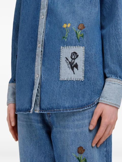 Marni embroidered denim shirt - Blue