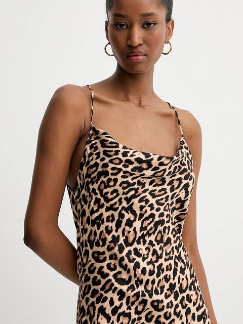 Never Fully Dressed sukienka kolor brązowy maxi prosta