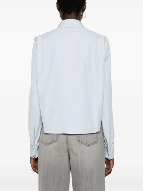 LOEWE Anagram-embroidered pintuck-panel shirt - Blue