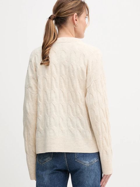 Tommy Hilfiger kardigan wełniany kolor beżowy WW0WW43089 - zdjęcie produktu nr 2