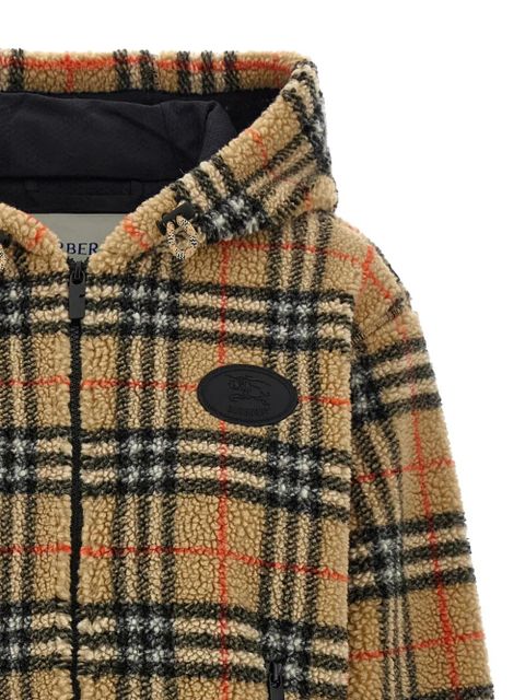 Burberry checked fleece jacket - Neutrals - zdjęcie produktu nr 2