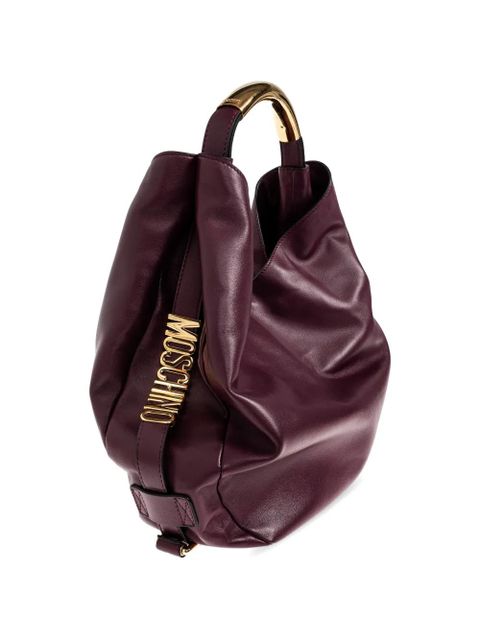 Moschino Handle Me logo-plaque tote bag - Red