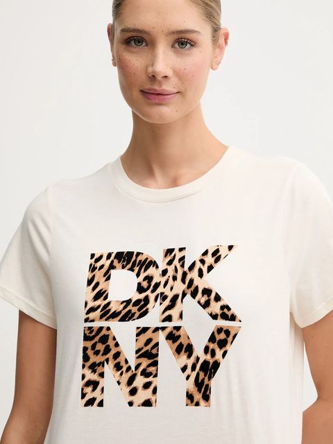 Dkny t-shirt bawełniany damski kolor beżowy DP5T1364