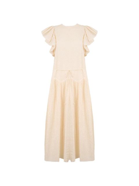 Ulla Johnson Sylvaine ruffled midi dress - Neutrals - zdjęcie produktu nr 1